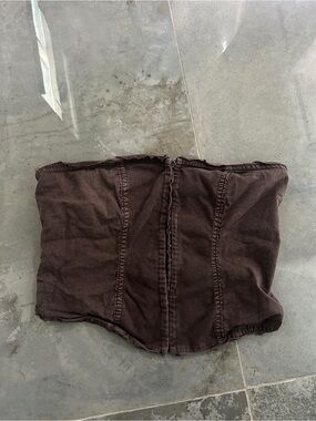 Free People Brown Strapless Corset-Style Tank